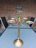Goud kleurige metalen 5 armige  kandelaar, Ophalen of Verzenden, Zo goed als nieuw, Metaal, 50 tot 75 cm