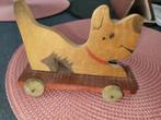 Houten hondje op wieltjes, Antiek en Kunst, Ophalen of Verzenden