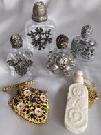 6 Antieke Miniatuur parfumflesjes - Broche - 1940, Gebruikt, Ophalen of Verzenden