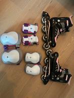 Skeelers + beschermset, Sport en Fitness, Skeelers, Dames, Verstelbaar, Zo goed als nieuw, Inline skates 4 wielen