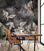 Fotobehang / Behang - Kunst - Vogels - Kraanvogels, Huis en Inrichting, Stoffering | Behang, Grijs, Minder dan 10 m², Kraanvogels