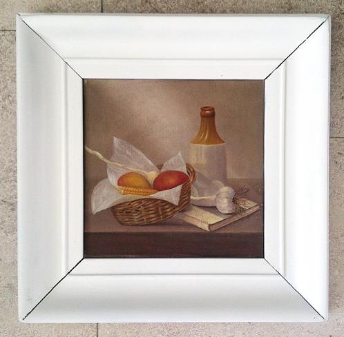 Stilleven met o.a. eieren in mandje ca. 1940 geschilderd., Antiek en Kunst, Kunst | Schilderijen | Klassiek, Ophalen of Verzenden