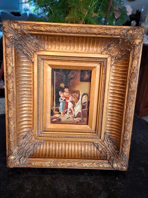 Lief antiek schilderij met brede gouden lijst Barok, Antiek en Kunst, Kunst | Schilderijen | Klassiek, Ophalen of Verzenden