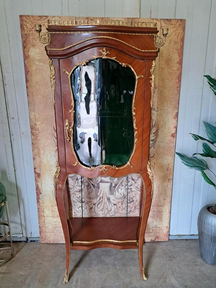 Klassieke vitrinekast, servieskast,  wijn/wishkeybar, Huis en Inrichting, Kasten | Vitrinekasten, Gebruikt, 150 tot 200 cm, 25 tot 50 cm