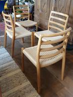 Vintage dining chairs Möller no. 85 Deense Papercord stoelen, Antiek en Kunst, Ophalen of Verzenden