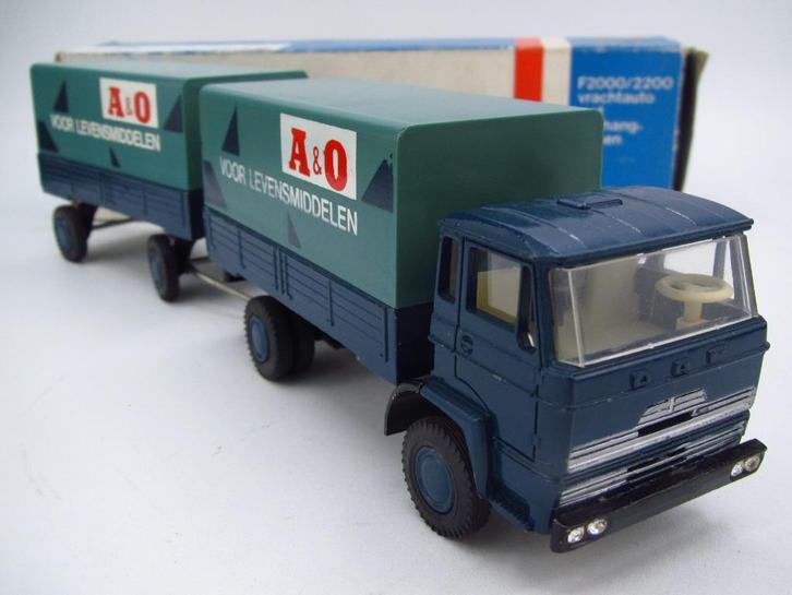 Lion car - DAF 1600 Bakwagen aanhanger '' A&O '' 1:50, Hobby en Vrije tijd, Modelauto's | 1:50, Zo goed als nieuw, Bus of Vrachtwagen