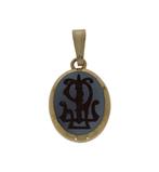 Familie wapen blauwe lagensteen 14k gouden ketting hanger, Sieraden, Tassen en Uiterlijk, Kettinghangers, Goud, Goud, Met edelsteen