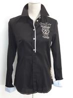 Luxe zwarte poloblouse met chique details, Verzenden, Nieuw, Maat 36 (S), Zwart