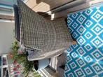 fauteuil rieten stoel hocker poef taupe grijs wicker, Zo goed als nieuw, Wicker, Hocker, Ophalen