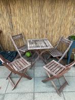 Bistro set., Tuin en Terras, 4 zitplaatsen, Gebruikt, Teakhout, Ophalen of Verzenden