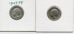 WILHELMINA 2 KWARTJES 1943 PP & 1943 EP ZILVER, Postzegels en Munten, Munten | Nederland, Setje, Zilver, 25 cent, Ophalen of Verzenden