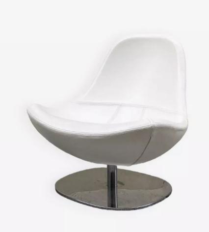 Tirup draai fauteuil in wit leer (Ikea), Huis en Inrichting, Fauteuils, Zo goed als nieuw, Leer, 75 tot 100 cm, Minder dan 75 cm