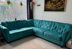 Hoekbank 2,5, hoek, 3 zits, Turquoise, Seats and sofa’s, Huis en Inrichting, Banken | Complete zithoeken, Ophalen, Gebruikt, Overige materialen