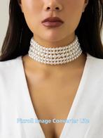 M16 Imitatie Parel Multi-Layer Ketting, wit...., Overige materialen, Verstelbaar, Wit, Nieuw