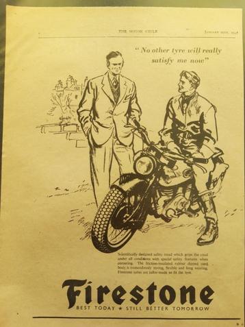 originele advertentie 1948 - FIRESTONE motorfiets banden - beschikbaar voor biedingen