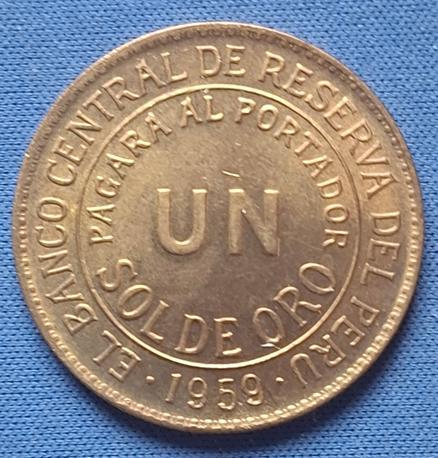 Peru 1 sol 1959 Km 222, Postzegels en Munten, Munten | Amerika, Losse munt, Zuid-Amerika, Verzenden
