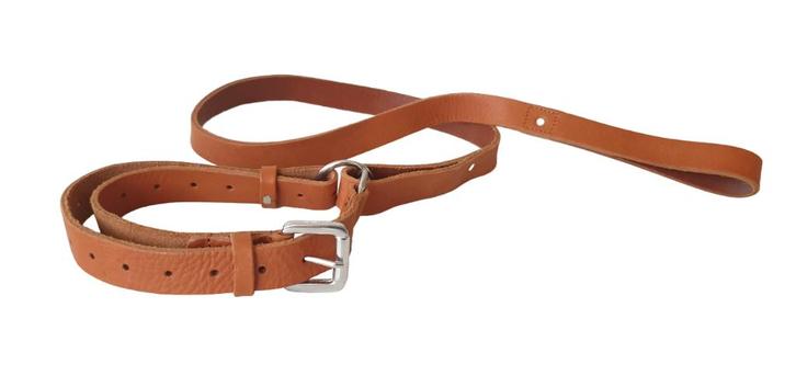ALOKÉ Sliplijn / 2-in-1 Half-Choke Halsband + Riem Cognac L, Dieren en Toebehoren, Hondenriemen, Nieuw, Hondenriem, Ophalen of Verzenden