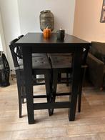 Bartafel met 4 stoelen + kussens z.g.a.n., Huis en Inrichting, Tafels | Eettafels, Ophalen, Overige materialen, 100 tot 150 cm