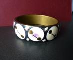 Antieke armband, ingelegd met been / bot op koper/ brons, Ophalen of Verzenden, Gebruikt, Goud, Overige materialen