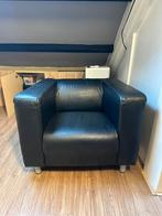 Black leather armchair / lounge, Huis en Inrichting, Fauteuils, Ophalen, Gebruikt, 75 tot 100 cm, Leer