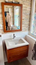 Bathroom cabinet with stone sink, battery, mirror and lights, Huis en Inrichting, Badkamer | Badkamermeubels, 50 tot 100 cm, Minder dan 100 cm