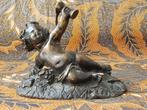 Mooi zwaar antiek brons beeldje uit Engeland van een putti., Ophalen of Verzenden, Brons