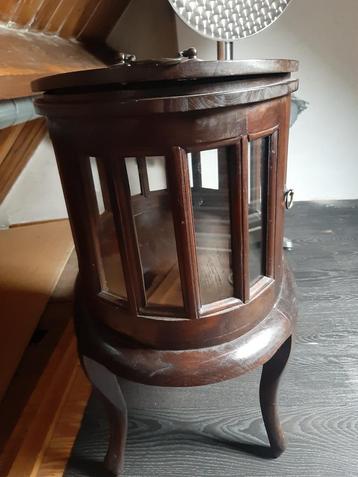 Ovale Theekast Donker Eiken met Dienblad beschikbaar voor biedingen