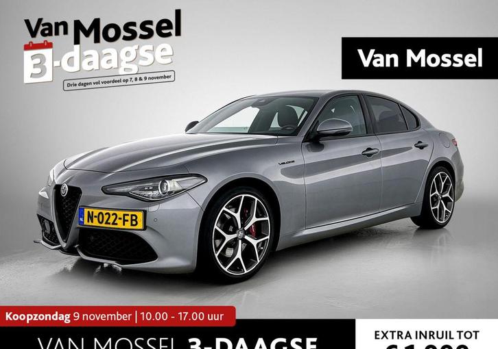 Alfa Romeo Giulia 2.0 Turbo 280pk RWD Veloce | Zwart Leder V, Auto's, Alfa Romeo, Bedrijf, Te koop, Giulia, ABS, Achteruitrijcamera