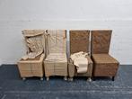 4 bruine rotan / rattan / rieten eetkamerstoelen, Huis en Inrichting, Stoelen, Ophalen, Riet of Rotan, Bruin, Zo goed als nieuw