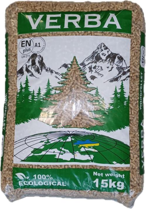 Verba (Groen) Pellets 15KG € 5,40, Tuin en Terras, Haardhout, Overige houtsoorten, Minder dan 3 m³, Ophalen