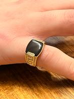 Verguld zilveren ring met zwarte steen, Ophalen, 19 tot 20, Zwart, Nieuw