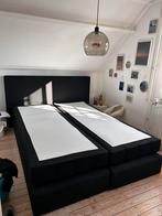 Boxspring 160x210 (met pootjes), Zwart, Tweepersoons, Ophalen of Verzenden, Zo goed als nieuw