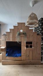 Stoer steigerhouten kinderbed met 3 slaapplekken!, Ophalen, Gebruikt, Eenpersoons, 200 cm