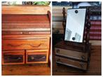 Oud brocante sieradenkastje vorm een linnenkast kastje buro, Ophalen of Verzenden