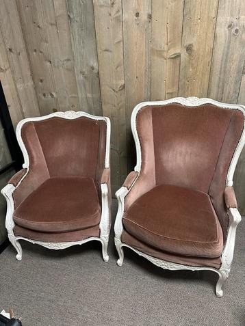 Vintage fauteuils oud roze 2x beschikbaar voor biedingen