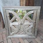 Spiegel buitenspiegel houten lijst luikjes 60x60cm *Etage3*, Ophalen, Gebruikt, ., .