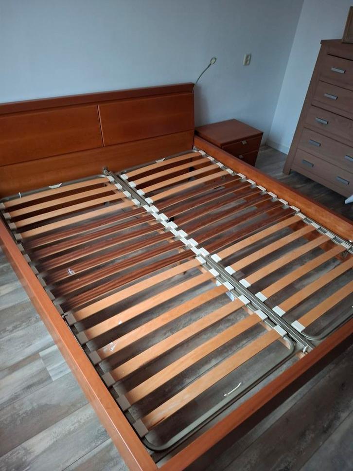 Houten Tweepersoons Bed met Opbergruimte, Huis en Inrichting, Slaapkamer | Bedden, Gebruikt, Tweepersoons, Overige maten, 220 cm