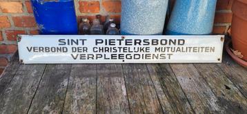 Oud emaille bord 70 cm x 10 cm  beschikbaar voor biedingen