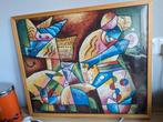 Schilderij op kokosvezel geschilderd B Long abstract, Antiek en Kunst, Kunst | Schilderijen | Abstract, Ophalen of Verzenden