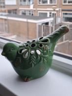 Vogel Waxinelichthouder - Groen Keramiek, Overige materialen, Ophalen of Verzenden, Zo goed als nieuw, Kandelaar