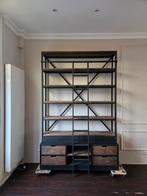 Stalen kast met Mango Hout - Industrieel Design, Huis en Inrichting, Met plank(en), Gebruikt, 200 cm of meer, 150 tot 200 cm