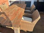 Rieten Tuinstoelen met Houten Tafel, Ophalen of Verzenden, Gebruikt, Wicker