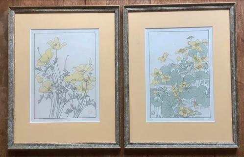 Papaver, klaproos, dotterbloem, poppy, Foord, ets, antiek, Antiek en Kunst, Kunst | Schilderijen | Klassiek, Ophalen of Verzenden