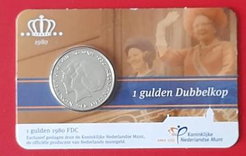 coincard Nederland 1 gulden 1980 FDC dubbelkop beschikbaar voor biedingen