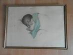 de Slapende baby, origineel uit oma's tijd, grote canvas New, Gebruikt, Ophalen of Verzenden, Wanddecoratie