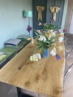 EIKEN TAFEL MET IJZEREN FRAME, Ophalen, Gebruikt, 200 cm of meer, 50 tot 100 cm