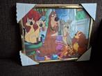 Gouden fotolijst met afbeelding Disney Lady en de Vagebond, Verzamelen, Ophalen of Verzenden, Overige figuren, Nieuw
