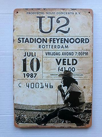 U2 Stadion Feyenoord Rotterdam Poster bord metaal 30 bij 20 beschikbaar voor biedingen