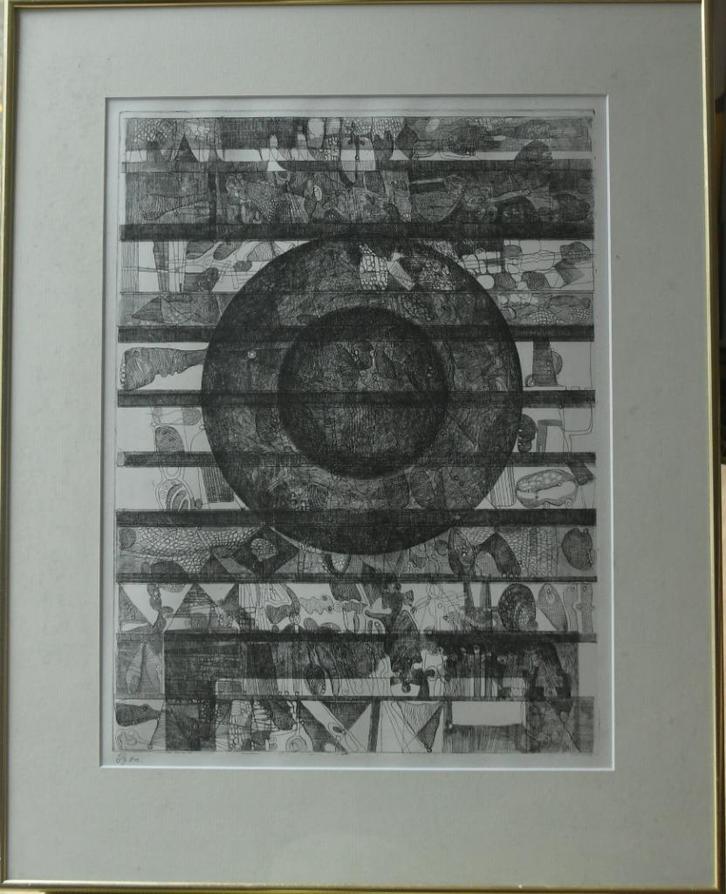 Abstracte Compositie, Antiek en Kunst, Kunst | Etsen en Gravures, Ophalen of Verzenden