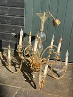Venetiaanse glazen kroonluchter met 9 lampen, Glas, Gebruikt, Ophalen